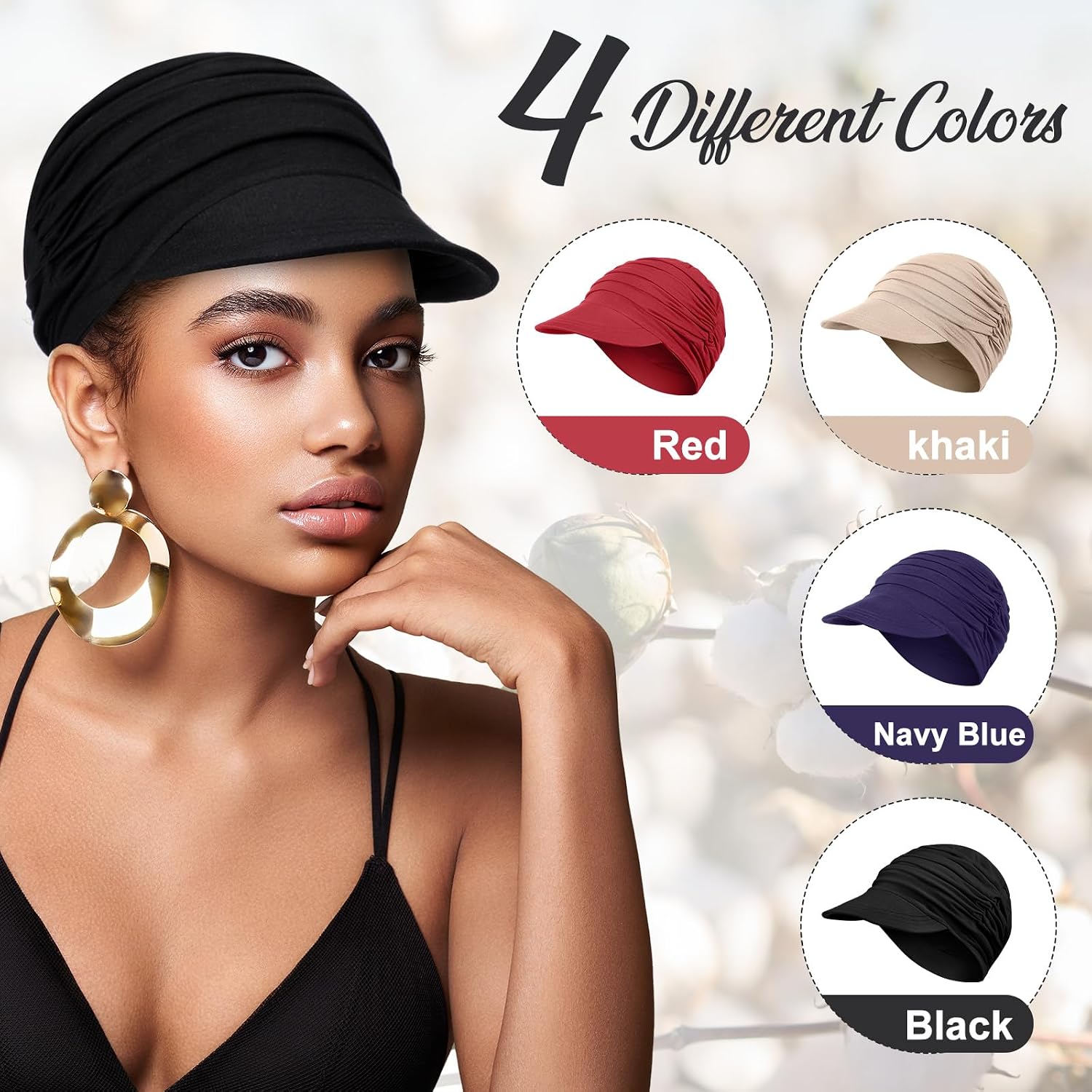 4 Pcs Soft Chemo Cancer Hats For Women Breathable Bamboo Baseball Cap Slouch Viscose Hat For Hair Loss Cancer Headwear