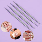 Jeffdad Nail Dotting Tool, 4 Pcs Professional Double-ended Nail Art Tools with Box, Dot Pen Metal Dot pen Nail Polish Paint Pen Dot Diamond Pattern Stainless Steel Dotting Tools Nail art(silver)