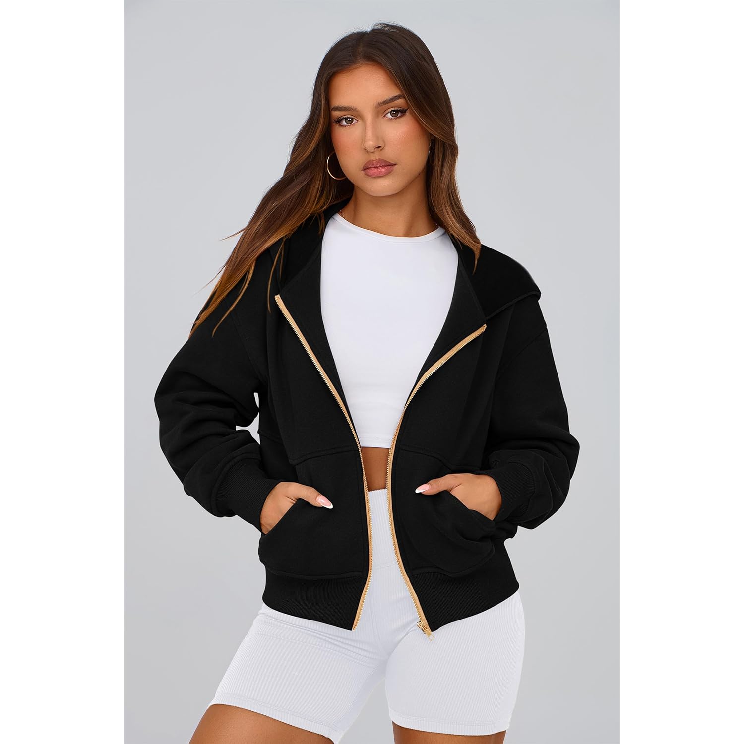 Hoodies for Women Sweatshirt Zip Up Hoodie Fall Fashion 2026 Trendy Long Sleeve Jackets Winter Clothing Outfits