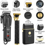 Professional Hair Clippers For Men, Cordless Complete Barber Kit With Electric Hair Clipper T-Blade Beard Trimmer Foil Shaver, Men'S Hair Cutting Grooming Kit, 8 Guide Combs, Barber Or Home
