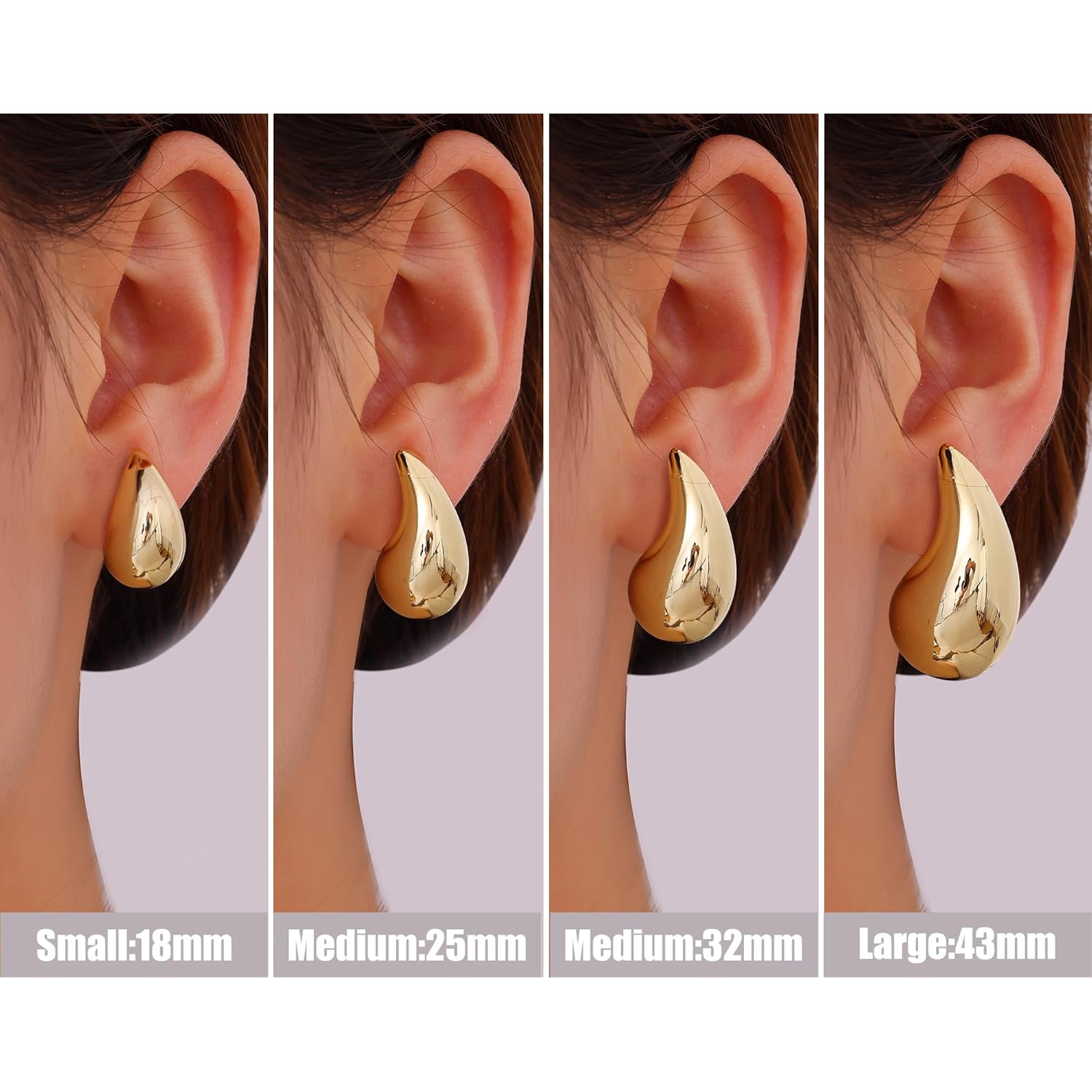 Gacimy Teardrop Earrings Dupes for Women 14K Gold Plated, Chunky Drop Earrings for Women with 925 Sterling Silver Post