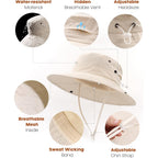 FURTALK Sun Hats for Women with Ponytail Hole Wide Brim Beach Bucket Hat UPF 50+ Fishing Hiking Outdoor Hats