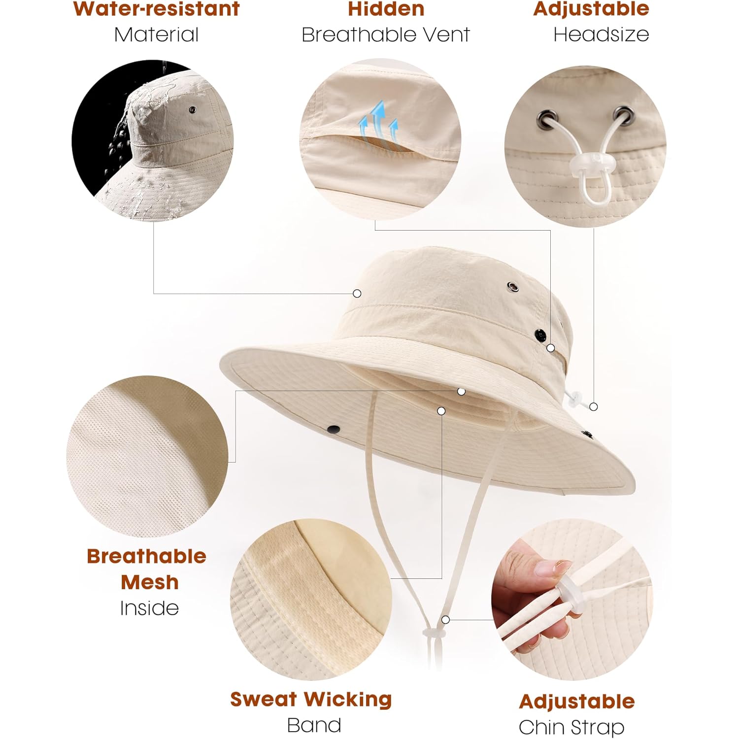 FURTALK Sun Hats for Women with Ponytail Hole Wide Brim Beach Bucket Hat UPF 50+ Fishing Hiking Outdoor Hats