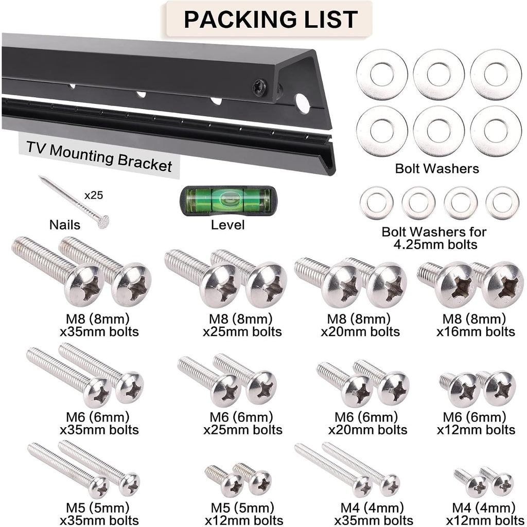 No Drill Drywall Tv Mount, No Stud Tv Wall Mount For Most Brand 22-55 Inch Tvs Up To 100 Lbs, Easy Install No Stud Studless Tvs Wall Mount, Include All Hardware- Level Bubble Meter