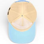 Classic A-Frame Two Tone 5-Panel Snapback Hat, Semi-Structured Pinch Front Baseball Cap, Adjustable Fit, Blank for Custom Stone Baby Blue