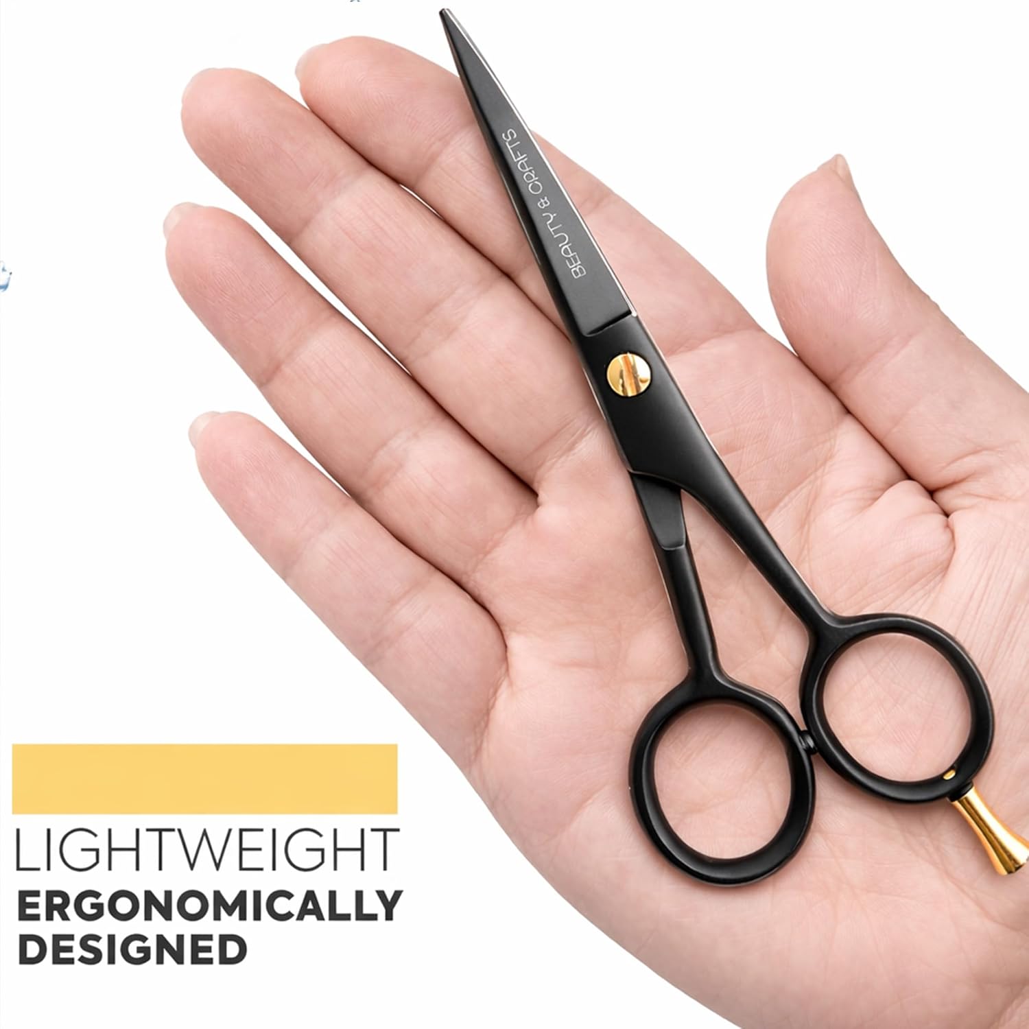 Beauty & Crafts 5” Professional Beard & Mustache Scissors for Men | German Stainless Steel Beard Trimming Shears with 2 Mustache Combs & Premium Pouch for All Facial Hair (Black)