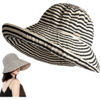 Kettle Brim Sun Hats for Women Lanai Hat Floppy Packable SPF UPF 50 UV Protection Beach Vacation Hat Striped