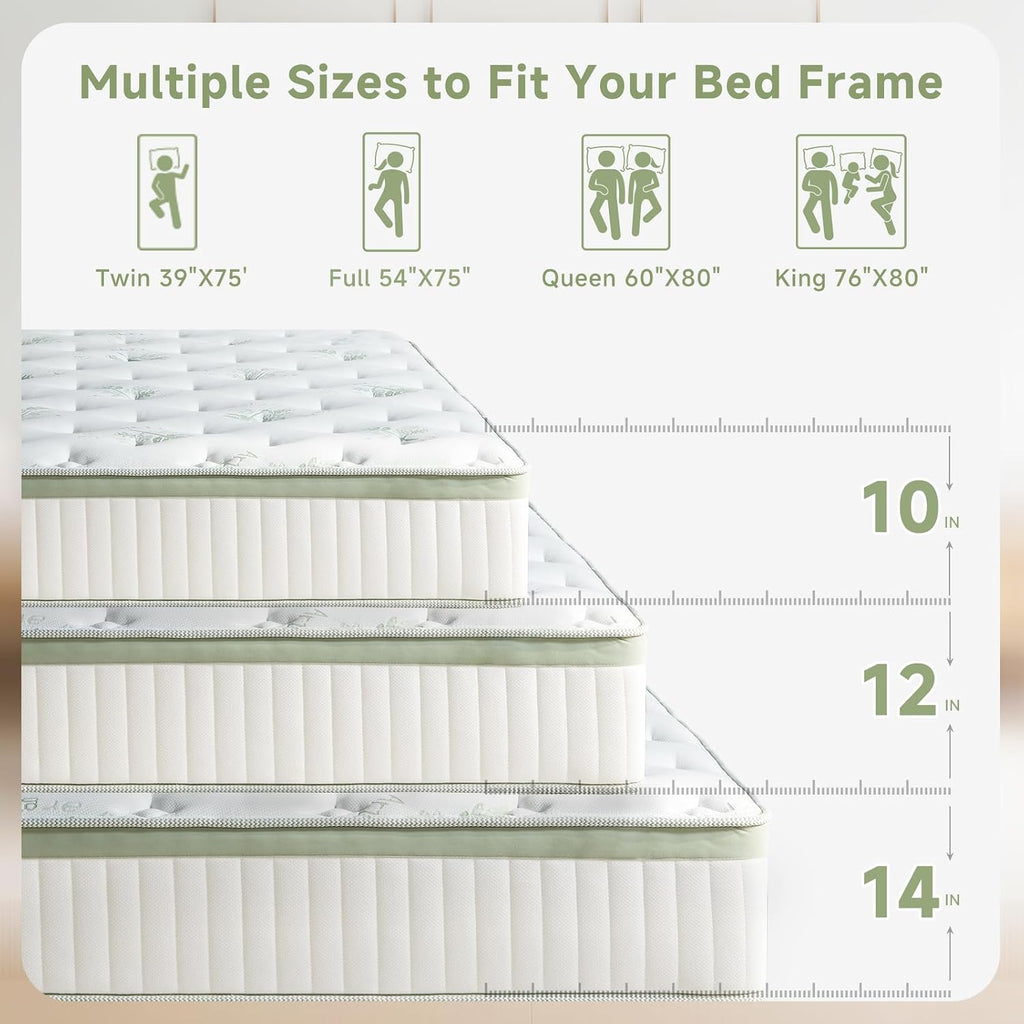 Queen Mattress 12 Inch,Medium Firm Hybrid Queen Size Mattress In A Box, Memory Foam With Individual Pocket Springs, Upgrade Zoned Support, Motion Isolation&Pressure Relief, Certipur-Us