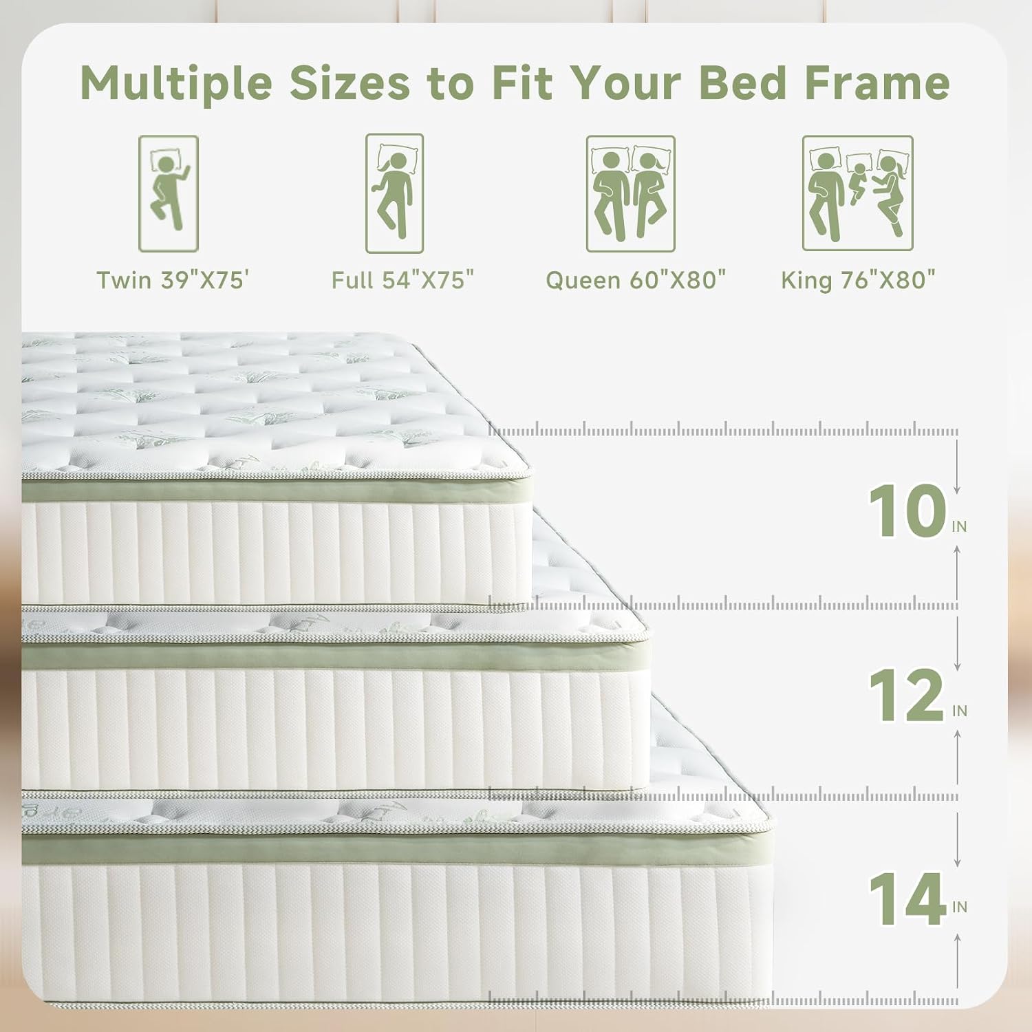 Queen Mattress 12 Inch,Medium Firm Hybrid Queen Size Mattress In A Box, Memory Foam With Individual Pocket Springs, Upgrade Zoned Support, Motion Isolation&Pressure Relief, Certipur-Us