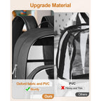 Clear Backpack, Heavy Duty Transparent Bookbag For School, Fabric & Pvc Transparent Backpack With Reinforced Strap For Women Men, Capacity Clear Bag For College, Travel, Security, Black