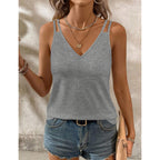 Womens Double Spaghetti Strap V Neck Tank Tops Cute Loose Casual 2026 Summer Beach Sleeveless Tops