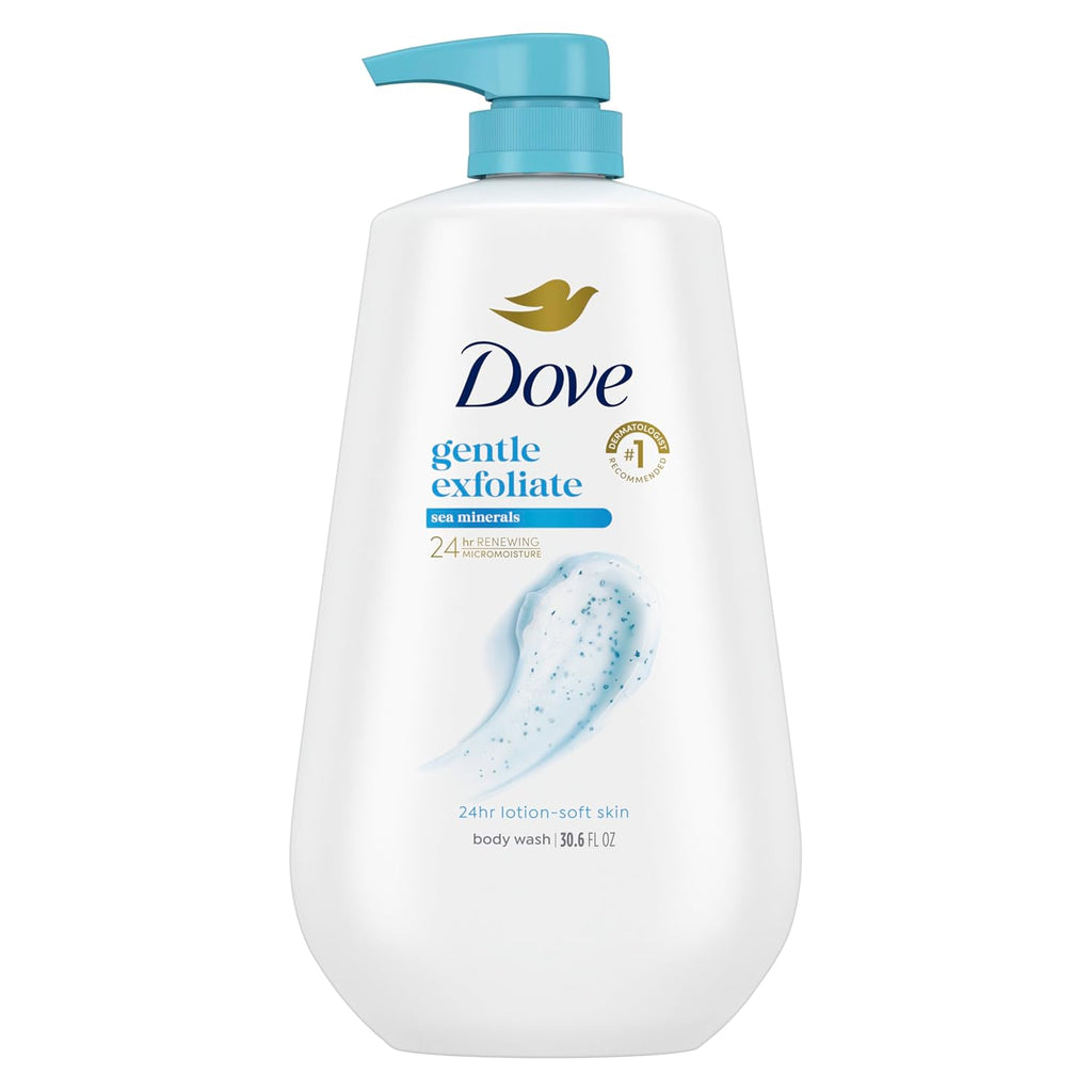 Dove 24Hr Lotion Body Wash Gentle Exfoliate Sea Minerals, 30.6 Oz | Exfoliating Body Wash With Micromoisture For Smooth, Soft Skin