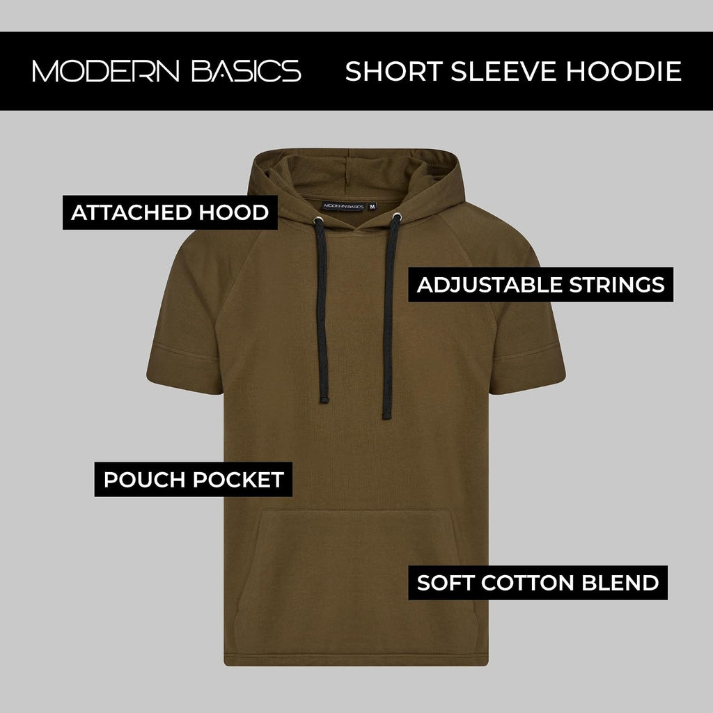 Short Sleeve Hoodie For Men, Breathable Athletic Hooded T Shirts, Mens Gym Workout Pullover Hoodies