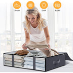 Under Bed Storage Bags 3 Pack, 40L Large Clothes & Comforter Storage Containers With Clear Window, Breathable Fabric Organizer For Blankets, Bedding, Seasonal Clothing