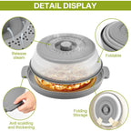 Microwave Splatter Cover for Food with Anti-scald Base Plate,Large BPA-Free Silicone Vented Avoid Scalding Collapsible Guard Lid,Kitchen Essential Gadgets for Meal Prep-10.7 Inch (gray)