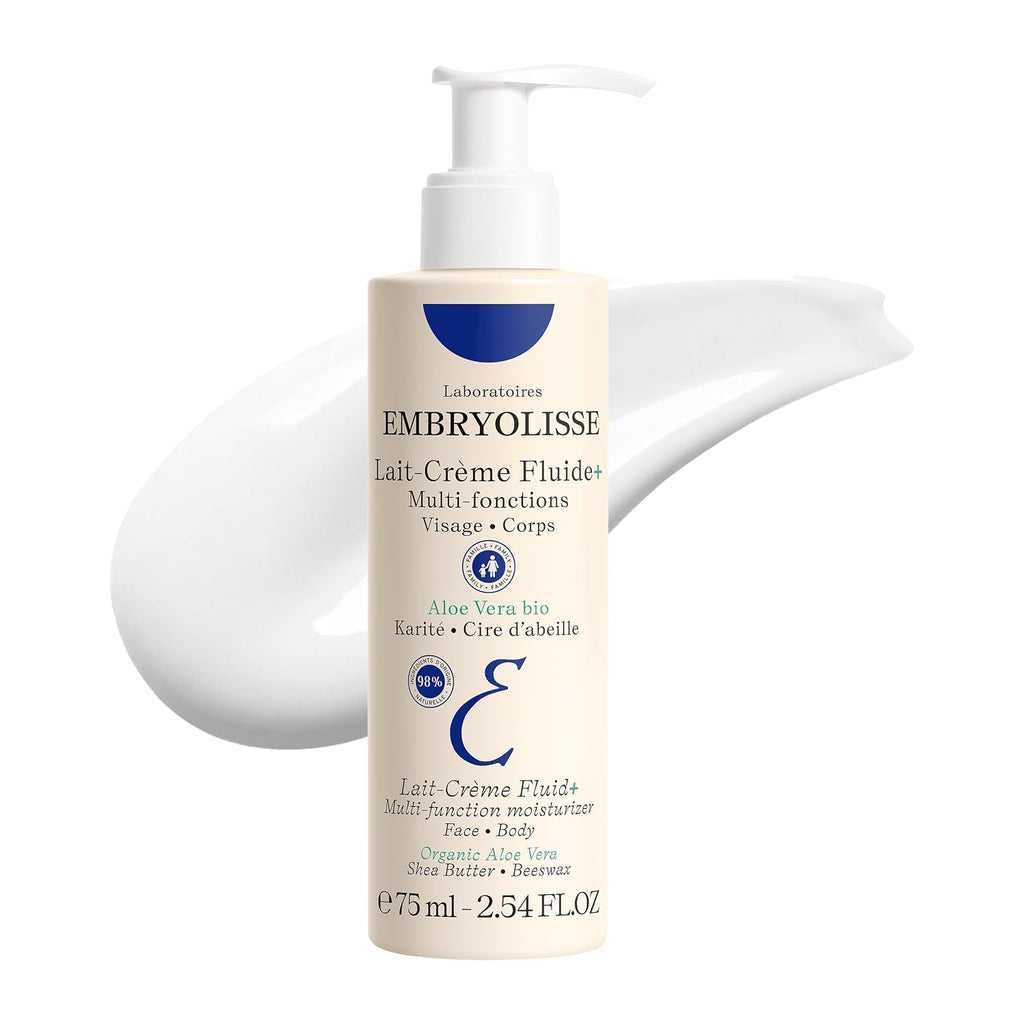 Embryolisse Lait-Crème Fluid+ Face & Body Cream, Multi-Use Lightweight Moisturizer With Shea Butter & Aloe Vera. Fast Absorbing, For All Skin Types