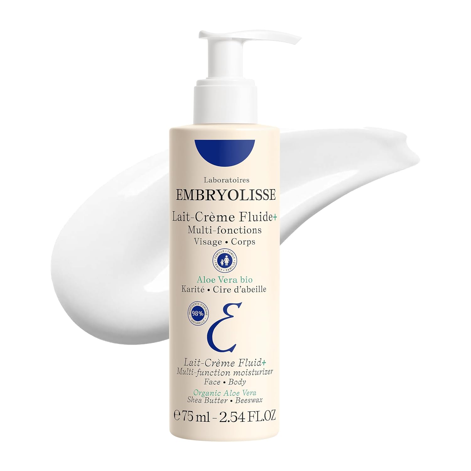 Embryolisse Lait-Crème Fluid+ Face & Body Cream, Multi-Use Lightweight Moisturizer With Shea Butter & Aloe Vera. Fast Absorbing, For All Skin Types