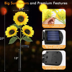 Solar Sunflower Lights Flowers Outdoor Waterproof For Yard Garden Cemetery | 800Ma Real Looking Stake Flower Bed Pathway Patio Porch Fall Decors