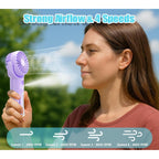 Handheld Misting Fan，Rechargeable Battery Operated ，Portable 4 Speeds & 55Ml 360° Swiveling Personal Fan For Travel Camping Outdoor (Purple)