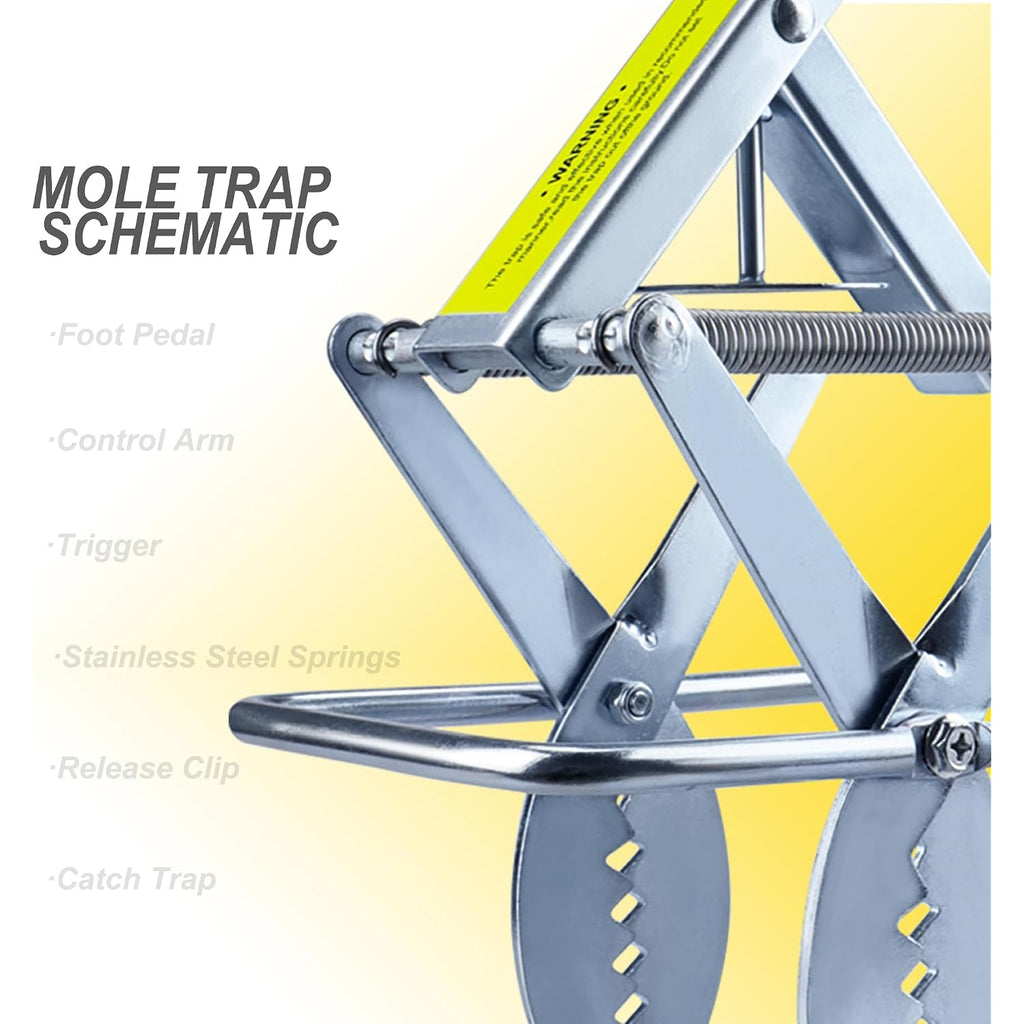Mole Trap Scissor 2 Pack, Upgraded Mole Traps For Lawns That Kill Best, Galvanized Steel Mole Killer, Step Setup