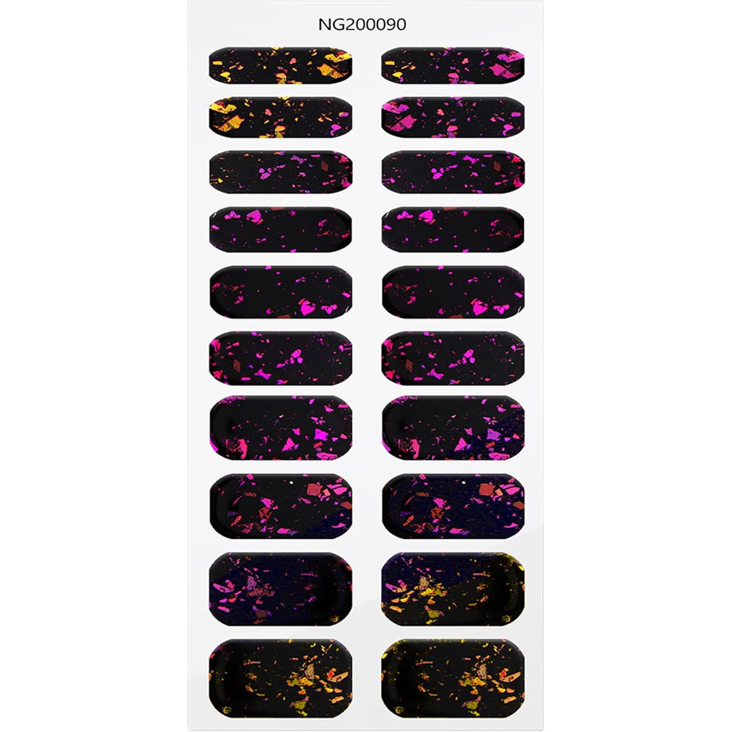 JMEOWIO Gel Nail Stickers Purple Red Black Semi Cured Gel Nail Strips Wraps UV/LED Nails Art Design Decoration Accessories