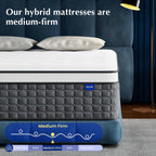 Queen Mattress, 12" Medium Firm Hybrid Mattresses, Mattress Queen Size In A Box With Individual Pocket Springs For Motion Isolation &Pressure Relief,Certipur-Us &Oeko-Tex Certified,365 Nights Trial