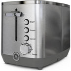 GE 2 Slice Stainless Steel Toaster, Extra Wide Slots for Toasting Bagels, Breads, Waffles & More, 7 Adjustable Shade Settings, Removable Crumb Tray, Countertop Kitchen Essentials, 850 Watts