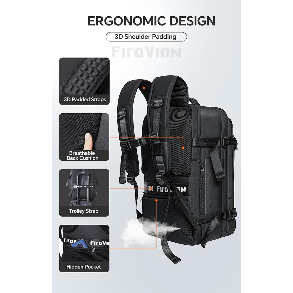 70L Travel Backpack With Vacuum Compression System | 70L Vacuum Backpack, 2 Detachable Tpu Bags, Tsa Lock, Fits 16" Laptop, Water-Resistant Travel & Business