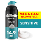 Gillette Foamy Sensitive Shave Foam for Men, Protection Against Shaving Irritation, Quick and Smooth Shave, sensitive skin, shaving cream, 14.9oz
