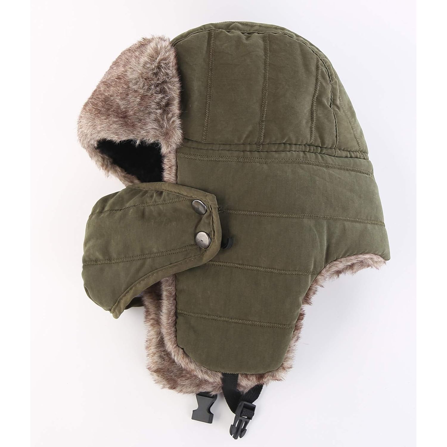 Connectyle Men's Trooper Trapper Hat Warm Winter Hats with Removable Face Mask Earflaps Faux Fur Hunting Outdoor Hat