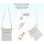 Solene Small Crossbody Bag for Women, Multi Zip Pockets with Detachable Wristlet, Lightweight Travel Purse, Cell Phone Pouch
