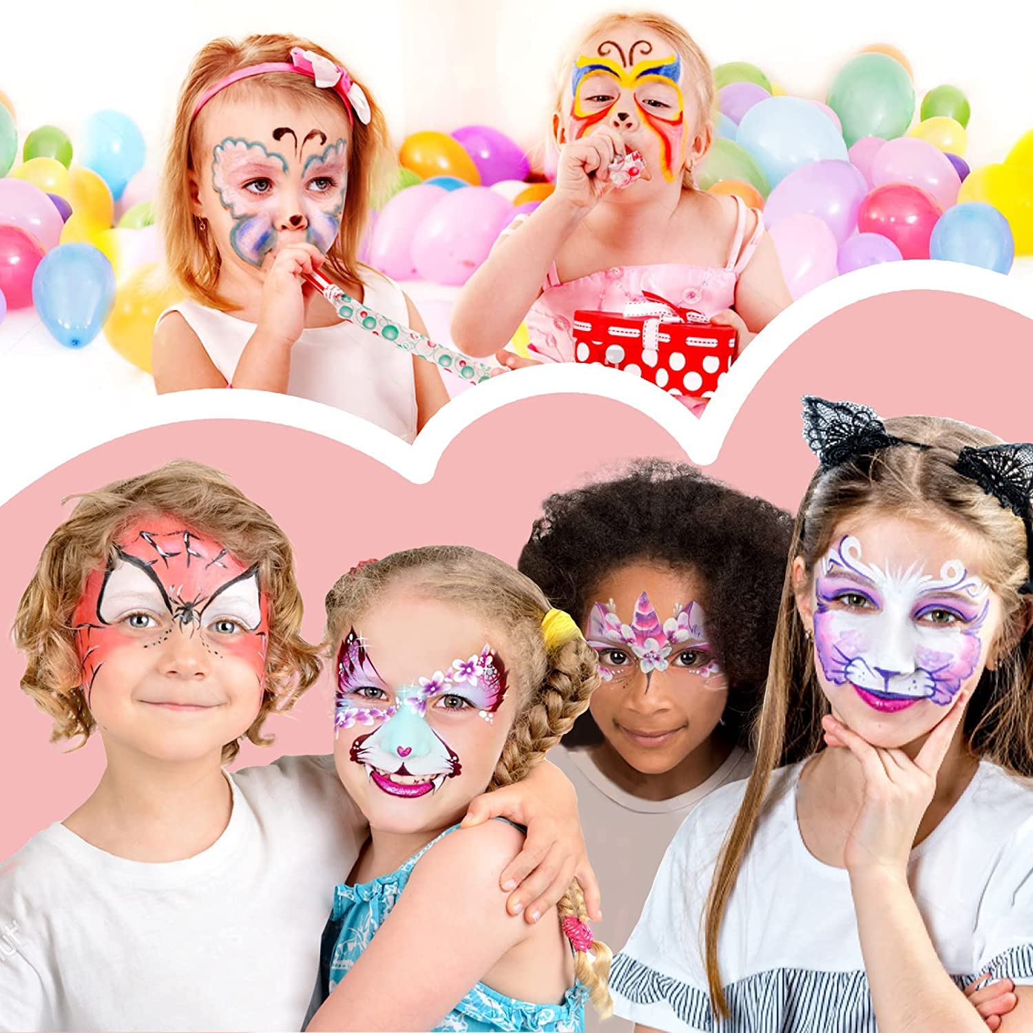 Beesjuy Face Painting Kits for Kids,12 Color Water Based Face Paint Kit, Washable Kids Body Paint for Makeup, for Birthday, Halloween, Thanksgiving Day, Cosplay Makeup, Gifts for Children