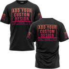 Custom Shirt For Men And Women, Unisex Fit Customized Tshirt, Add Logo Image Text To Front, Back And Sleeves Black