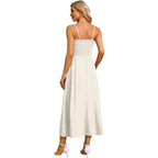 Ofeefan Womens Spaghetti Strap Maxi Dresses Smocked With Pockets 2026 Summer Spring Casual Boho Beach Long Sundresses