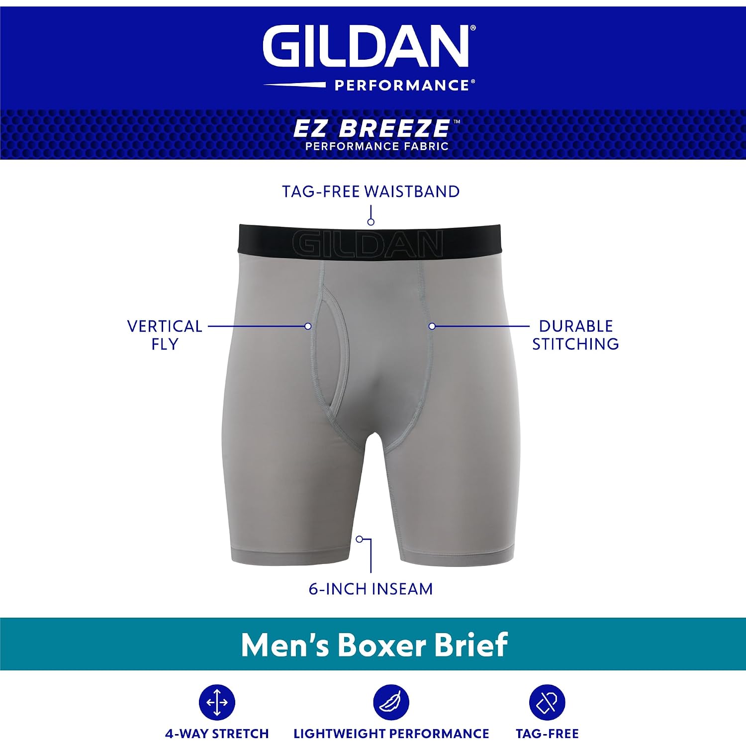 Gildan Men'S Performance Underwear Boxer Briefs
