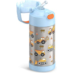 Thermos Funtainer Water Bottle With Straw - 12 Ounce - Kids Stainless Steel Vacuum Insulated Water Bottle With Lid, Construction