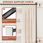 Room Divider Curtain Rod, No Drilling Room Separator For Space Partition Adjustable 4-10Ft(H) 28-70Inch(W) Heavy Duty Temporary Wall Divider Floor To Ceiling Tension Rod, Black