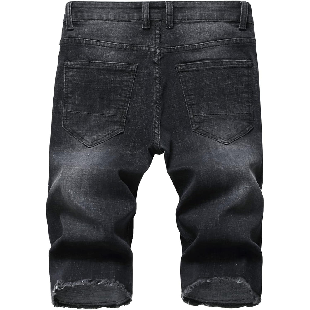 Men'S Ripped Denim Shorts & Jeans Summer Casual Classic Straight Distressed Ripped Short Jeans