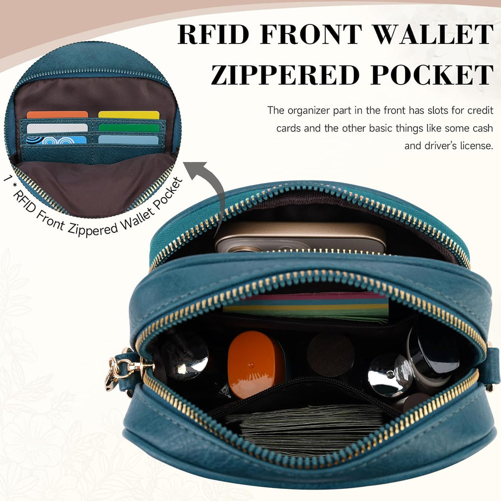 Small Crossbody Bags for Women, RFID Phone Purse with Card Slots, Triple Compartments Lightweight Shoulder Bag