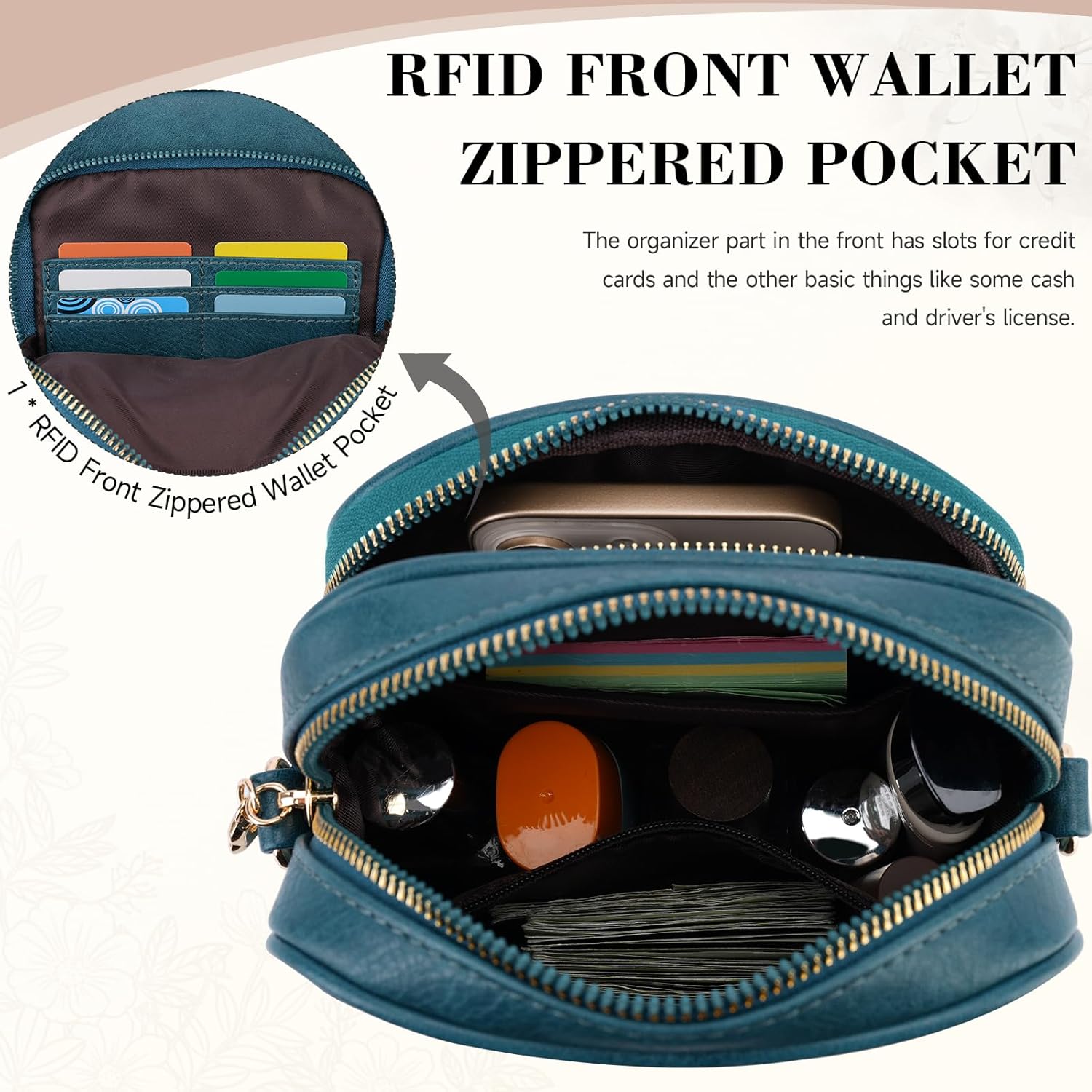 Small Crossbody Bags for Women, RFID Phone Purse with Card Slots, Triple Compartments Lightweight Shoulder Bag