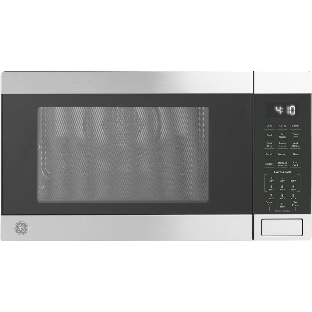 Ge 4-In-1 Air Fry Countertop Microwave Oven, 1050 Watt, 1.0 Cu. Ft. | Stainless Steel, Combines Microwave, Air Fry, Convection, And Broil, Child Lock Technology, 4 Convenience Cook Settings