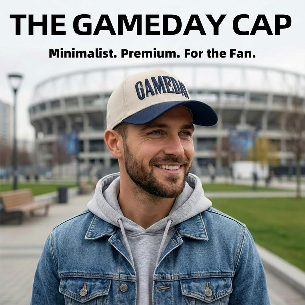 Game Day Hat for Women Men, Vintage Embroidered Football Basketball Cap, Adjustable Baseball Hat Gift World Soccer Cup Fan Blue