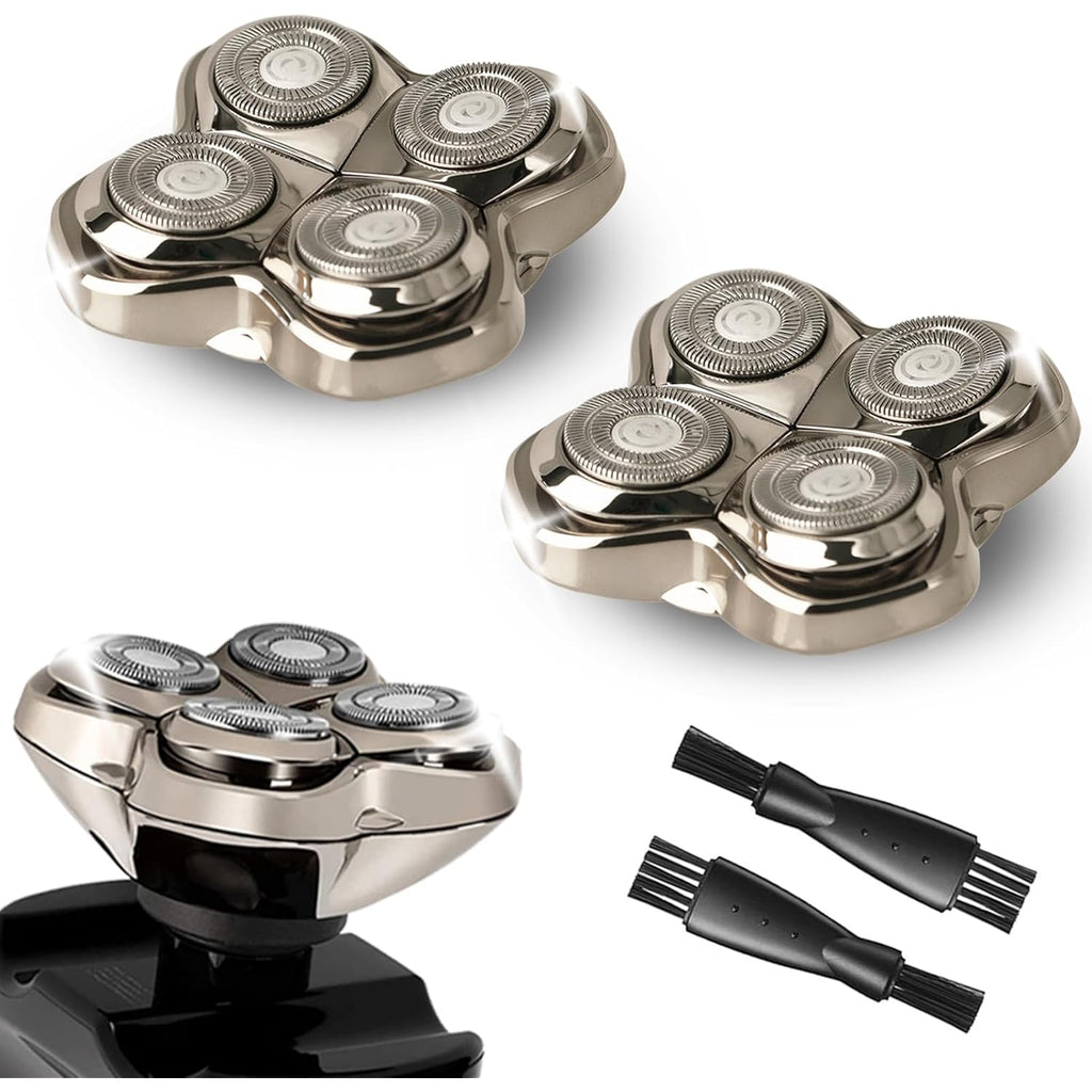 2Pack Pro 4 Shaver Replacement Heads for Skulls Pitbulls Series Gold PRO, Silver PRO, Platinum PRO, Butterfly Kiss PRO Head Shavers, Floating 4 Heads for a Fast, Close and Smooth Shave.