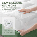 Extra-Thick Queen Size Mattress Topper - Ultra Plush & Soft Viscose Derived From Bamboo Mattress Pad, Naturally Cooling & Perfect For Full Body Support, Snow White
