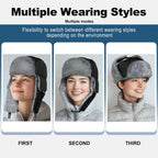 Heated Trapper Hat, 24.8 Inch Electric Winter Heated Hat with Rechargeable Battery for Men Women