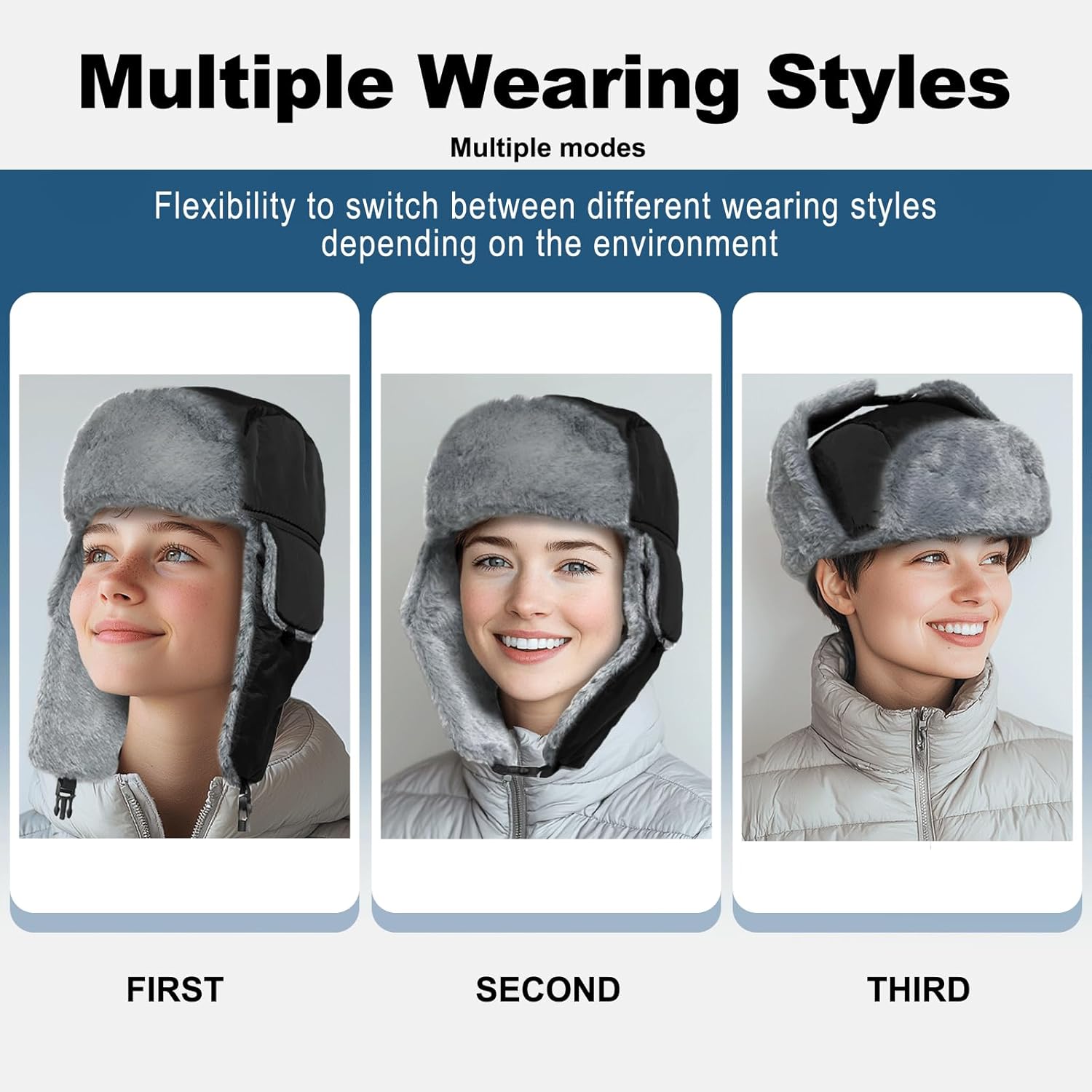 Heated Trapper Hat, 24.8 Inch Electric Winter Heated Hat with Rechargeable Battery for Men Women