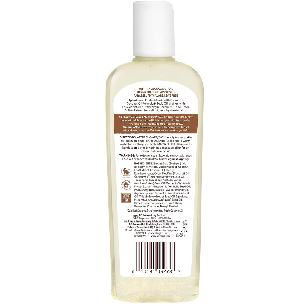 Palmer'S Coconut Oil Formula Body Oil, Body Moisturizer With Green Coffee Extract, Bath Oil For Dry Skin, 8.5 Ounces (Pour Cap)