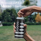 4-In-1 Slim Can Cooler Easy To Hold Insulated Beer Can Holder Double-Walled Stainless Steel For All 12 Oz Cans Black America Flag 2