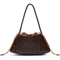 Small Woven Purse For Women Vegan Leather Underarm Shoulder Hobo Handbag