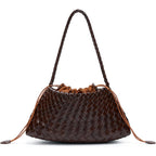 Small Woven Purse For Women Vegan Leather Underarm Shoulder Hobo Handbag